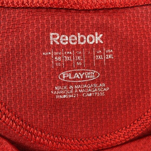 Reebok play dry men 2XL short sleeve Crewneck activewear shirt red/black - Picture 7 of 10